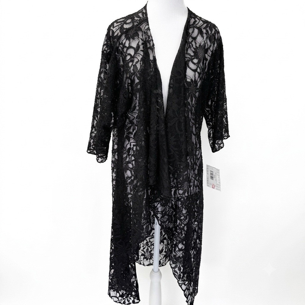 NWT LuLaRoe Shirley Kimono Cardigan Small Black Lace Witchy Dark Whimsigoth NEW
